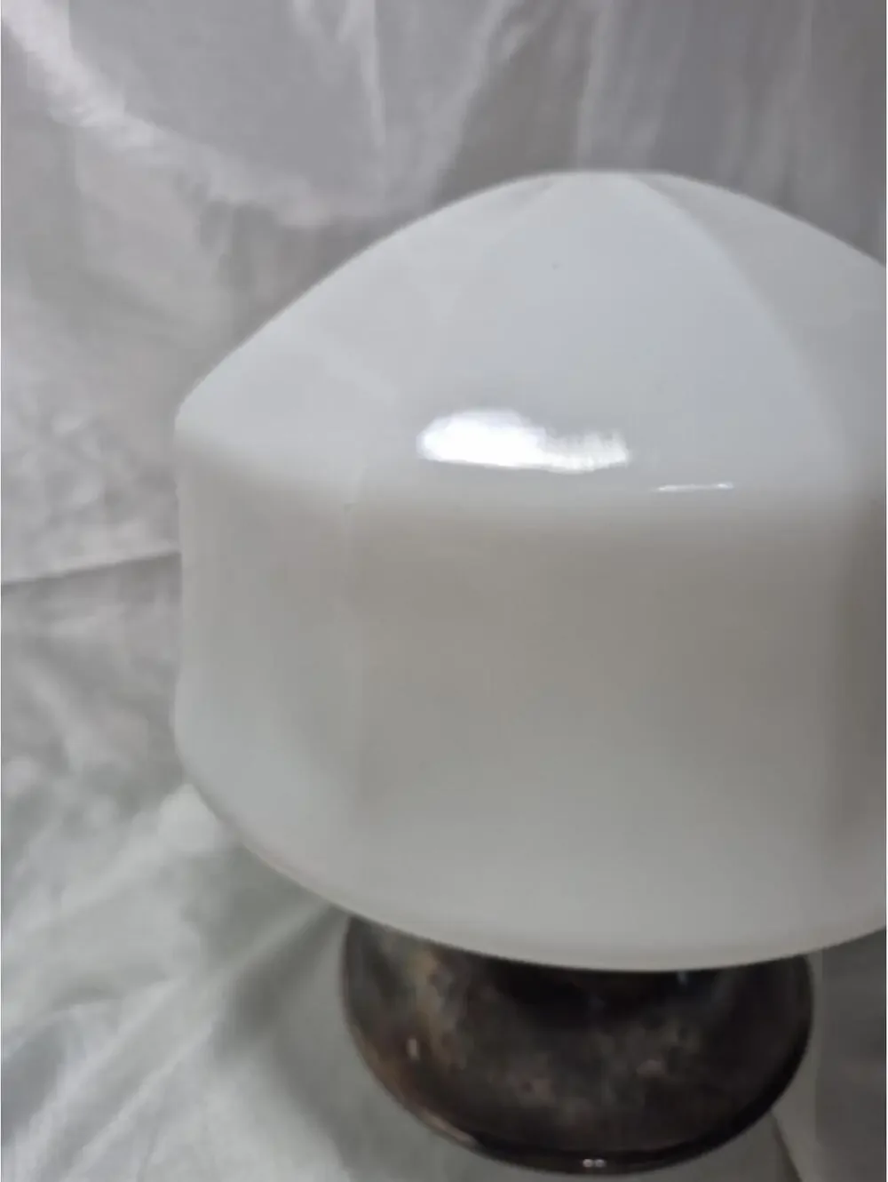 Vintage 1930s ART DECO Milk Glass Octagonal Ceiling Light Shade Globe 3 7/8